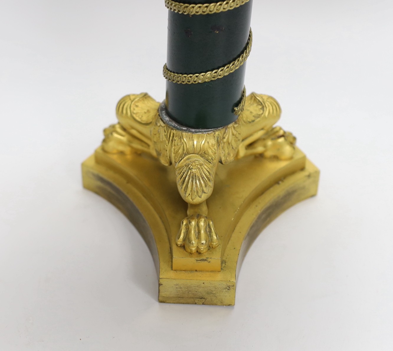 An Empire style ormolu and press moulded glass ‘sunflower’ comport. 26cm tall